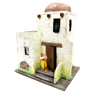 Palestinian nativity scene house with terrace - 10 cm figurines
