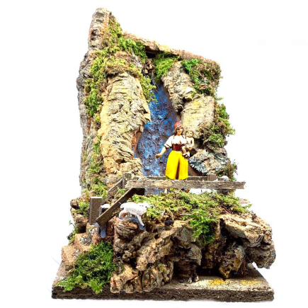 Waterfall for nativity scenes, 18 x 33 x 29 cm
