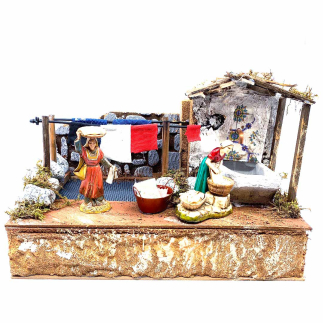 Washhouse with dripping laundry for nativity scenes - for 10-13 cm figurines