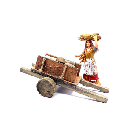 Cart with stones for nativity scenes for 8–12 cm figurines