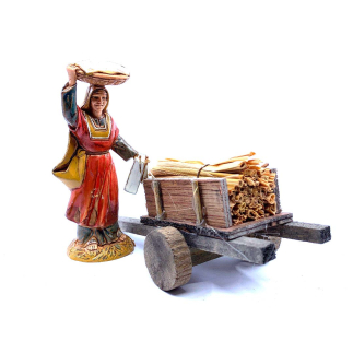Cart with straw for nativity scenes for 8–12 cm figurines