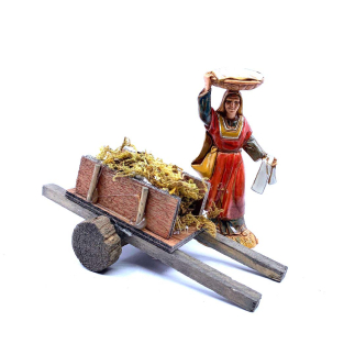 Cart with moss for nativity scenes for 8–12 cm figurines