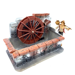Stone-effect water mill for nativity scene with water pump