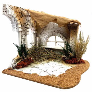 Arab nativity hut with ruins for 15 cm and 20 cm figurines